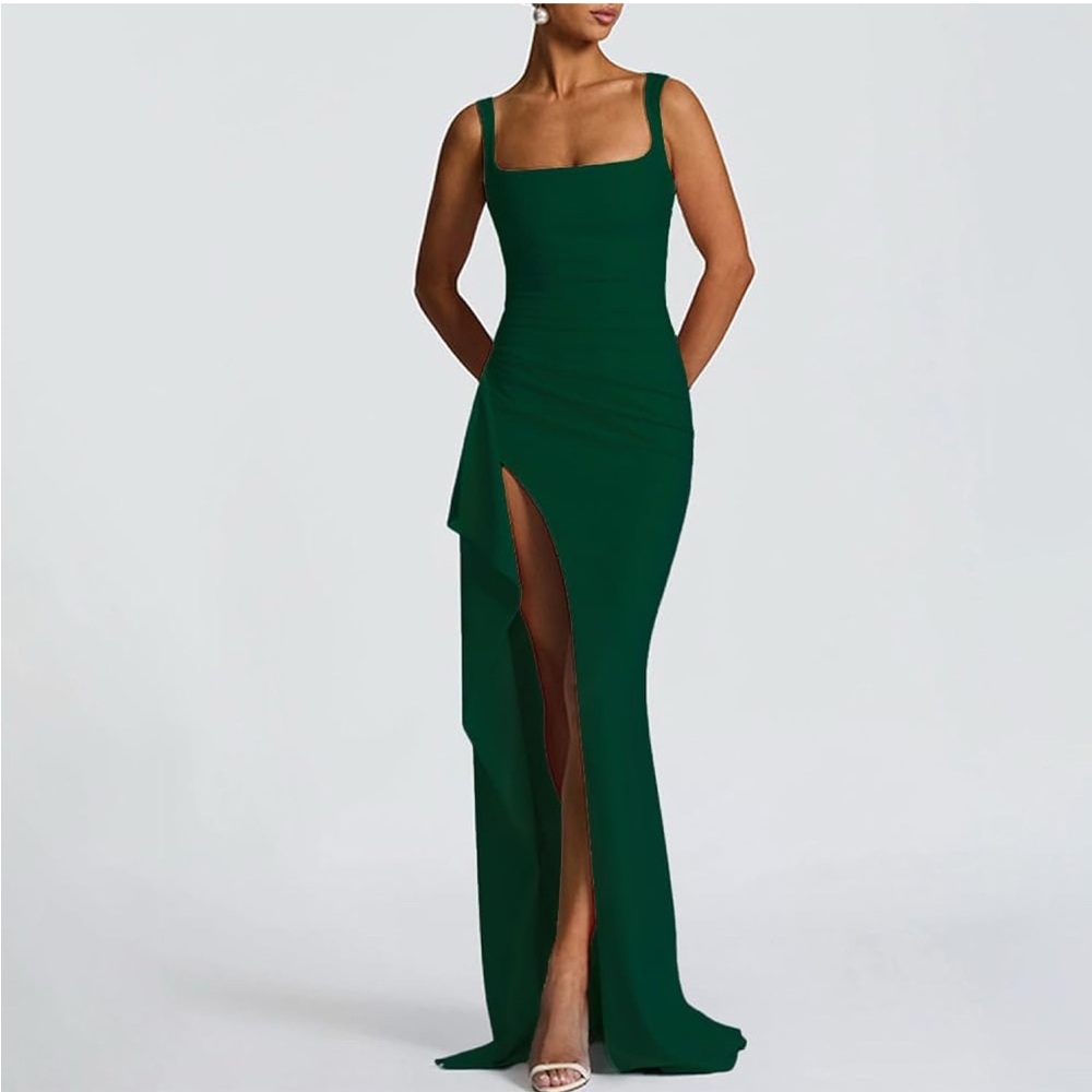 Chic Teal Sleeveless Maxi Dress - Picture 2 of 4